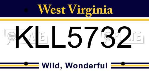 KLL5732 West Virginia License Plate