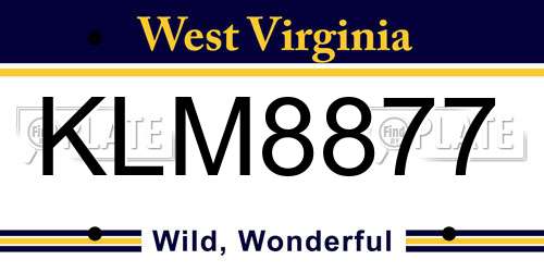 KLM8877 West Virginia License Plate