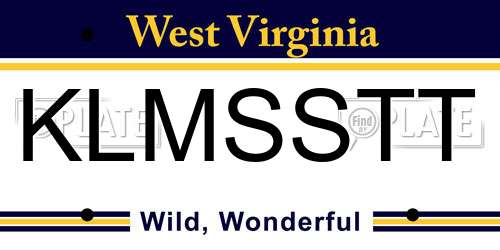 KLMSSTT West Virginia License Plate