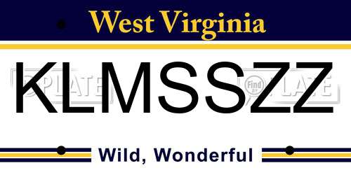 KLMSSZZ West Virginia License Plate