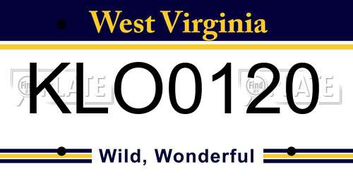 KLO0120 West Virginia License Plate