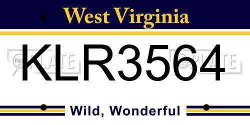 KLR3564 West Virginia License Plate