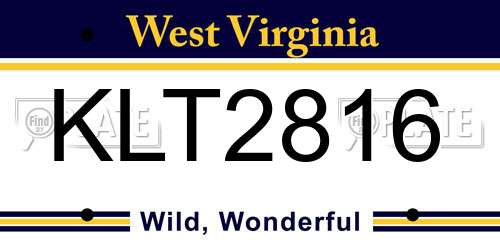 KLT2816 West Virginia License Plate