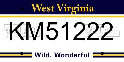 KM51222 West Virginia License Plate
