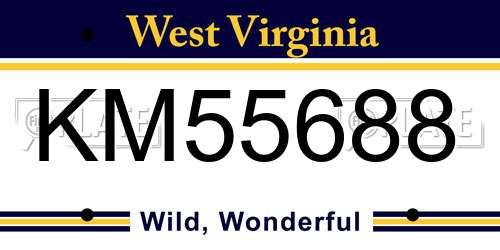 KM55688 West Virginia License Plate