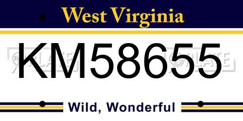 KM58655 West Virginia License Plate