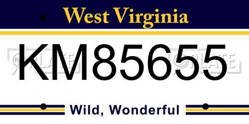 KM85655 West Virginia License Plate