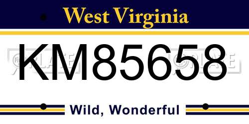 KM85658 West Virginia License Plate