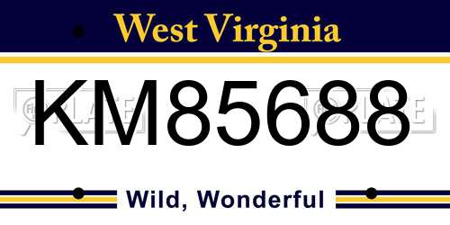 KM85688 West Virginia License Plate