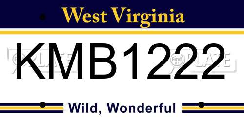 KMB1222 West Virginia License Plate