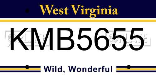 KMB5655 West Virginia License Plate