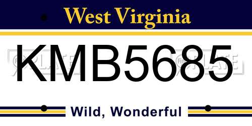KMB5685 West Virginia License Plate