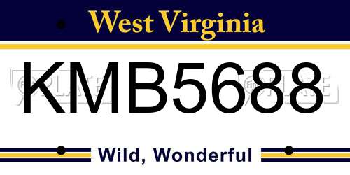 KMB5688 West Virginia License Plate