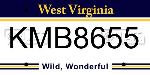 KMB8655 West Virginia License Plate
