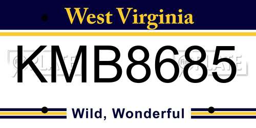 KMB8685 West Virginia License Plate
