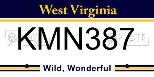 KMN387 West Virginia License Plate