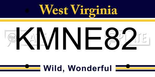 KMNE82 West Virginia License Plate