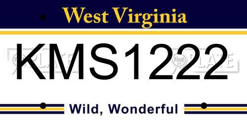 KMS1222 West Virginia License Plate