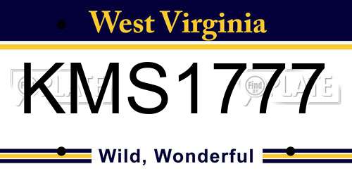 KMS1777 West Virginia License Plate