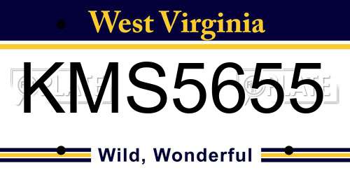 KMS5655 West Virginia License Plate