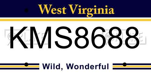 KMS8688 West Virginia License Plate