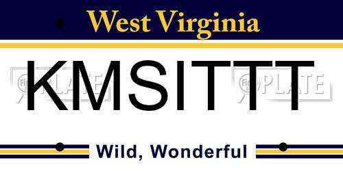 KMSITTT West Virginia License Plate