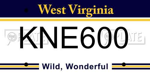 KNE600 West Virginia License Plate