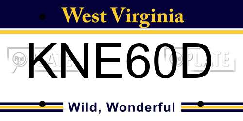 KNE60D West Virginia License Plate