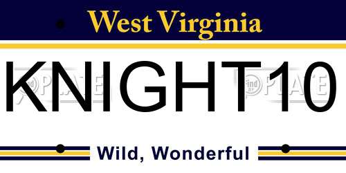 KNIGHT10 West Virginia License Plate