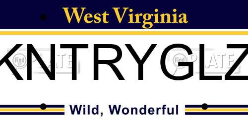 KNTRYGLZ West Virginia License Plate