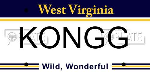 KONGG West Virginia License Plate