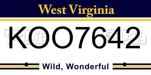 KOO7642 West Virginia License Plate
