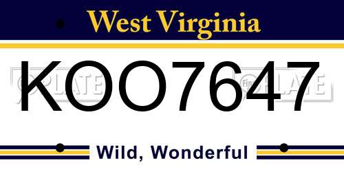 KOO7647 West Virginia License Plate