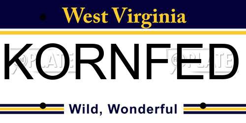 KORNFED West Virginia License Plate