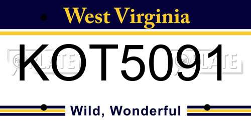 KOT5091 West Virginia License Plate