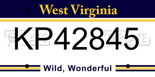 KP42845 West Virginia License Plate