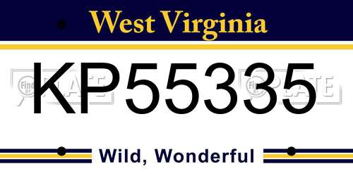 KP55335 West Virginia License Plate