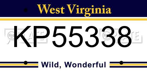 KP55338 West Virginia License Plate