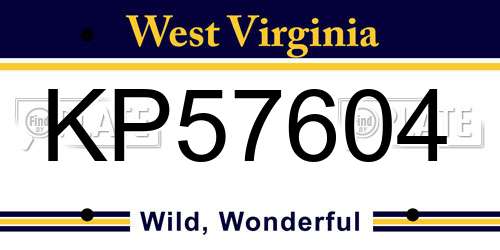 KP57604 West Virginia License Plate