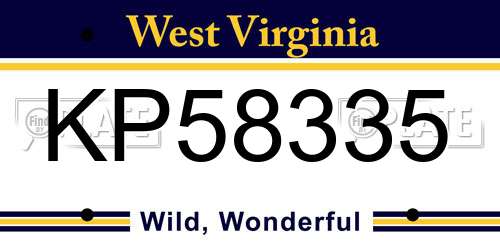KP58335 West Virginia License Plate