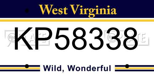 KP58338 West Virginia License Plate