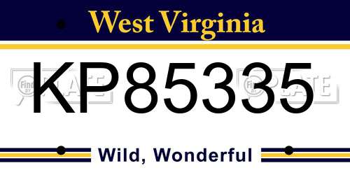 KP85335 West Virginia License Plate