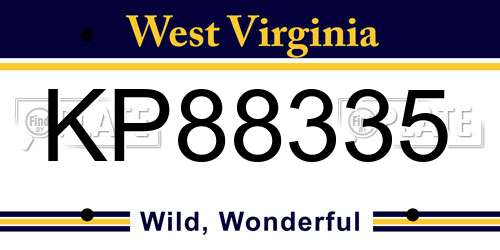 KP88335 West Virginia License Plate