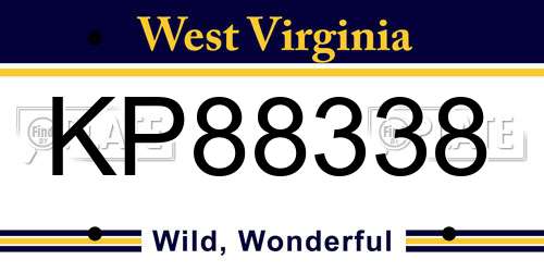 KP88338 West Virginia License Plate