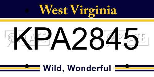 KPA2845 West Virginia License Plate