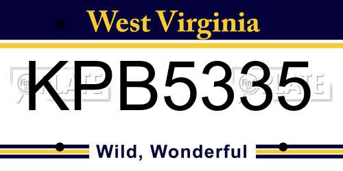 KPB5335 West Virginia License Plate