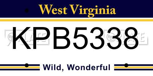 KPB5338 West Virginia License Plate