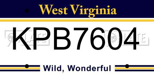 KPB7604 West Virginia License Plate