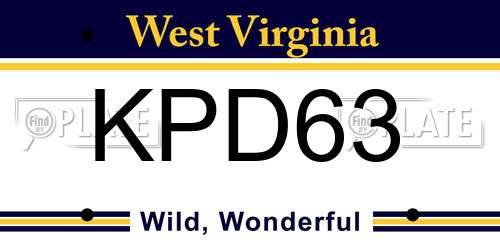 KPD63 West Virginia License Plate