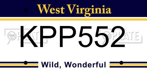KPP552 West Virginia License Plate